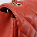 CHANEL Mini Matelasse 19 Chain Bag Lamb Skin Orange Gold CC Auth 214791SAM-18