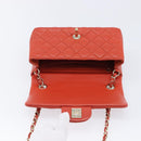 CHANEL Mini Matelasse 19 Chain Bag Lamb Skin Orange Gold CC Auth 214791SAM-19