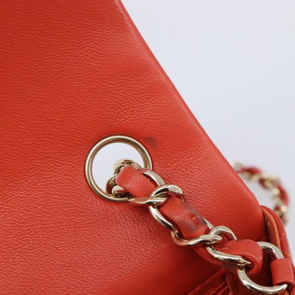 CHANEL Mini Matelasse 19 Chain Bag Lamb Skin Orange Gold CC Auth 214791SAM