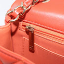 CHANEL Mini Matelasse 19 Chain Bag Lamb Skin Orange Gold CC Auth 214791SAM-26