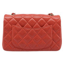 CHANEL Mini Matelasse 19 Chain Bag Lamb Skin Orange Gold CC Auth 214791SAM-3