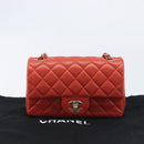 CHANEL Mini Matelasse 19 Chain Bag Lamb Skin Orange Gold CC Auth 214791SAM-32