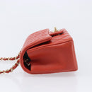 CHANEL Mini Matelasse 19 Chain Bag Lamb Skin Orange Gold CC Auth 214791SAM-5