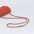 CHANEL Mini Matelasse 19 Chain Bag Lamb Skin Orange Gold CC Auth 214791SAM-7