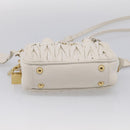Miu Miu Matelasse Arkadi Hand Bag Leather 2way White Gold Auth 214802M-11