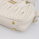 Miu Miu Matelasse Arkadi Hand Bag Leather 2way White Gold Auth 214802M-12