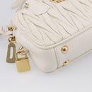 Miu Miu Matelasse Arkadi Hand Bag Leather 2way White Gold Auth 214802M-13