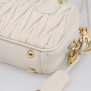 Miu Miu Matelasse Arkadi Hand Bag Leather 2way White Gold Auth 214802M-14