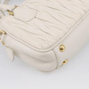 Miu Miu Matelasse Arkadi Hand Bag Leather 2way White Gold Auth 214802M-15