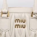 Miu Miu Matelasse Arkadi Hand Bag Leather 2way White Gold Auth 214802M-19