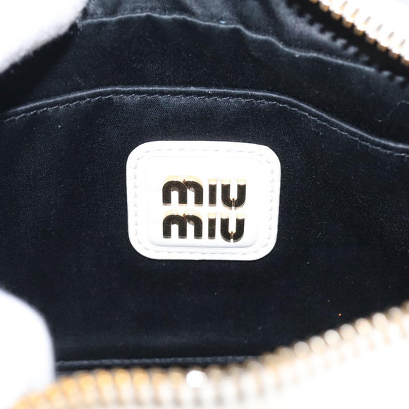 Miu Miu Matelasse Arkadi Hand Bag Leather 2way White Gold Auth 214802M