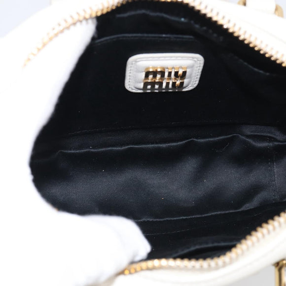 Miu Miu Matelasse Arkadi Hand Bag Leather 2way White Gold Auth 214802M