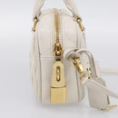 Miu Miu Matelasse Arkadi Hand Bag Leather 2way White Gold Auth 214802M-4