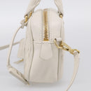 Miu Miu Matelasse Arkadi Hand Bag Leather 2way White Gold Auth 214802M-5