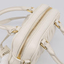 Miu Miu Matelasse Arkadi Hand Bag Leather 2way White Gold Auth 214802M-6