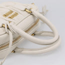 Miu Miu Matelasse Arkadi Hand Bag Leather 2way White Gold Auth 214802M-7