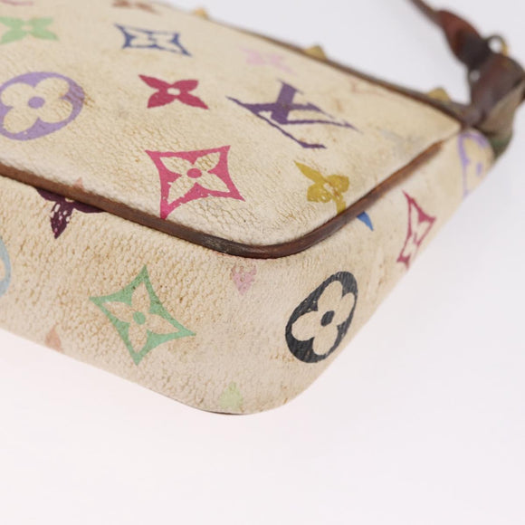 LOUIS VUITTON Monogram Multicolor Pochette Accessoires White M92649 Auth 214805