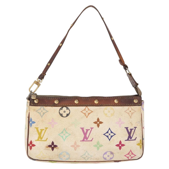 LOUIS VUITTON Monogram Multicolor Pochette Accessoires White M92649 Auth 214805