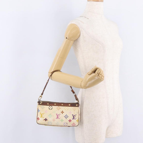 LOUIS VUITTON Monogram Multicolor Pochette Accessoires White M92649 Auth 214805