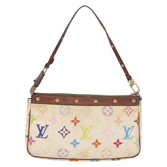 LOUIS VUITTON Monogram Multicolor Pochette Accessoires White M92649 Auth 214805