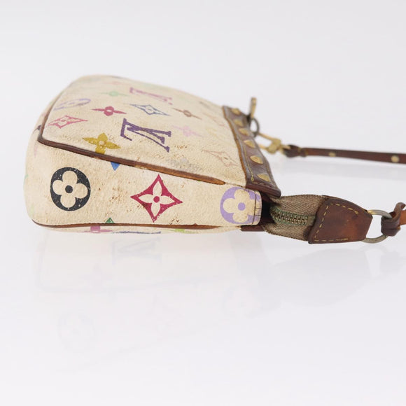LOUIS VUITTON Monogram Multicolor Pochette Accessoires White M92649 Auth 214805