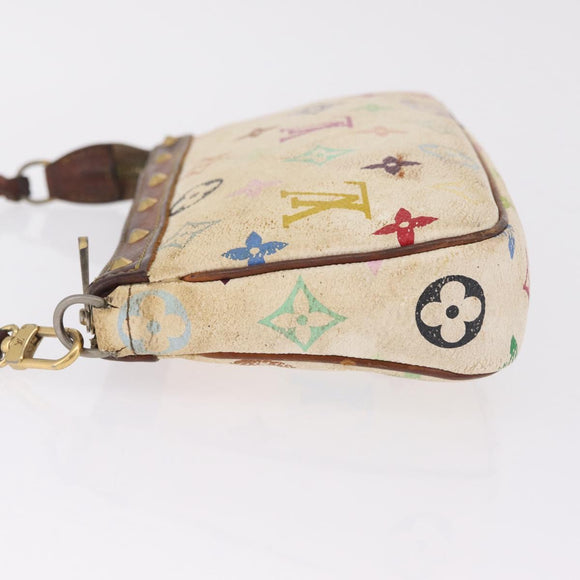 LOUIS VUITTON Monogram Multicolor Pochette Accessoires White M92649 Auth 214805