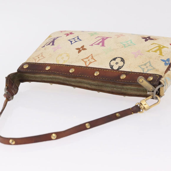 LOUIS VUITTON Monogram Multicolor Pochette Accessoires White M92649 Auth 214805