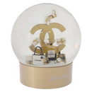 CHANEL Snow Globe Glass Clear Gold CC Auth 214807M-1