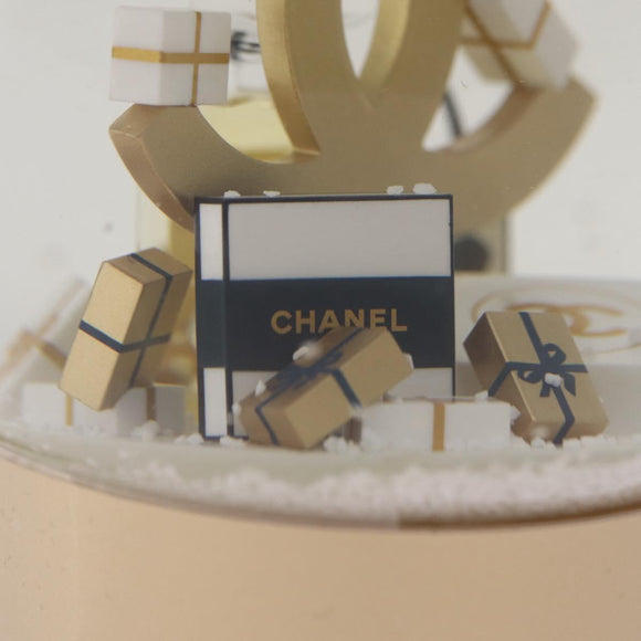 CHANEL Snow Globe Glass Clear Gold CC Auth 214807M