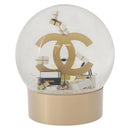 CHANEL Snow Globe Glass Clear Gold CC Auth 214807M-3
