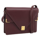Cartier Must Line Shoulder Bag Leather Bordeaux Gold Auth 214810V-1