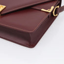 Cartier Must Line Shoulder Bag Leather Bordeaux Gold Auth 214810V-10