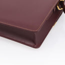 Cartier Must Line Shoulder Bag Leather Bordeaux Gold Auth 214810V-12