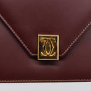 Cartier Must Line Shoulder Bag Leather Bordeaux Gold Auth 214810V-14
