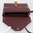 Cartier Must Line Shoulder Bag Leather Bordeaux Gold Auth 214810V-15