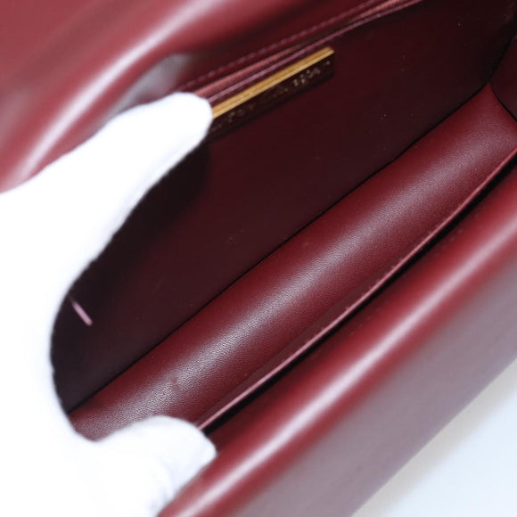 Cartier Must Line Shoulder Bag Leather Bordeaux Gold Auth 214810V