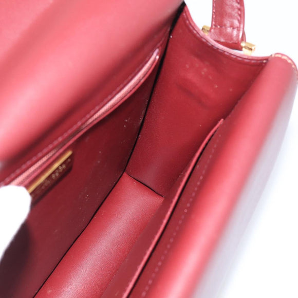 Cartier Must Line Shoulder Bag Leather Bordeaux Gold Auth 214810V