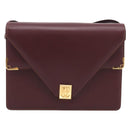 Cartier Must Line Shoulder Bag Leather Bordeaux Gold Auth 214810V-2