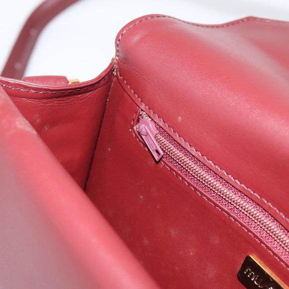 Cartier Must Line Shoulder Bag Leather Bordeaux Gold Auth 214810V