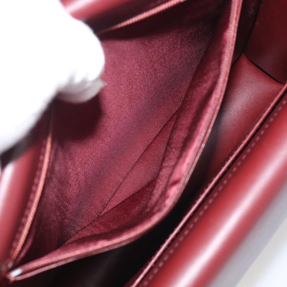 Cartier Must Line Shoulder Bag Leather Bordeaux Gold Auth 214810V