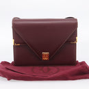Cartier Must Line Shoulder Bag Leather Bordeaux Gold Auth 214810V-25