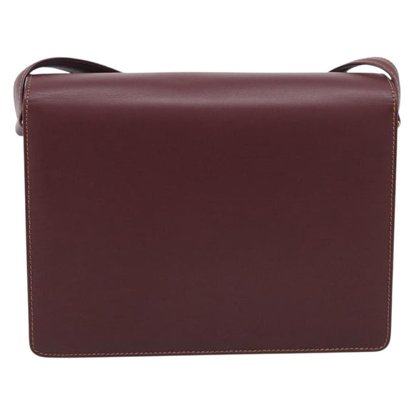 Cartier Must Line Shoulder Bag Leather Bordeaux Gold Auth 214810V
