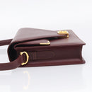 Cartier Must Line Shoulder Bag Leather Bordeaux Gold Auth 214810V-4