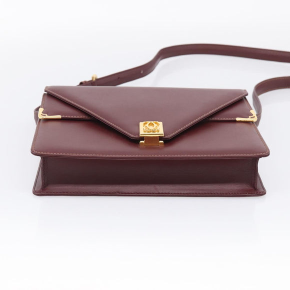 Cartier Must Line Shoulder Bag Leather Bordeaux Gold Auth 214810V