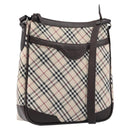 BURBERRY Nova Check Shoulder Bag Canvas Beige Silver Auth 214812A-1