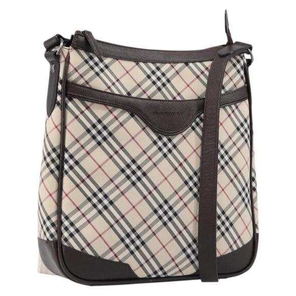 BURBERRY Nova Check Shoulder Bag Canvas Beige Silver Auth 214812A
