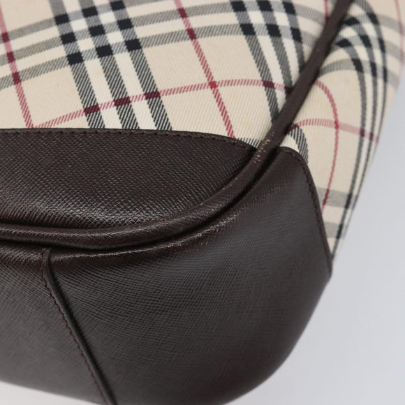 BURBERRY Nova Check Shoulder Bag Canvas Beige Silver Auth 214812A