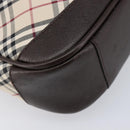 BURBERRY Nova Check Shoulder Bag Canvas Beige Silver Auth 214812A-11