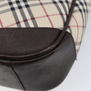 BURBERRY Nova Check Shoulder Bag Canvas Beige Silver Auth 214812A-12