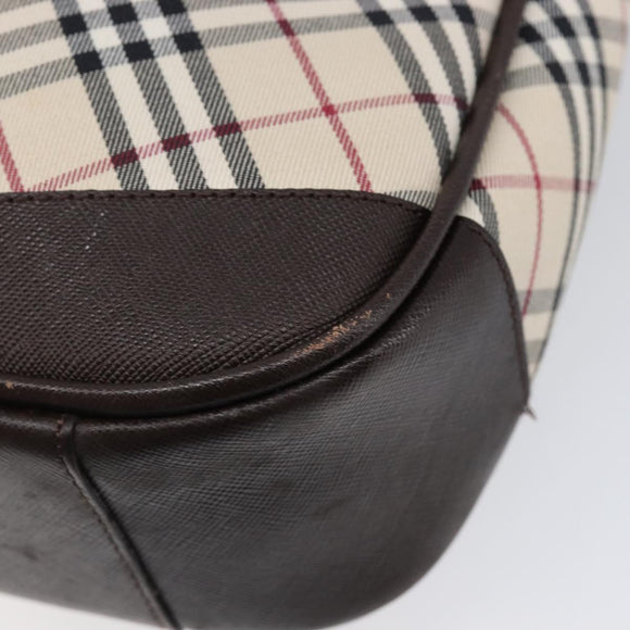 BURBERRY Nova Check Shoulder Bag Canvas Beige Silver Auth 214812A